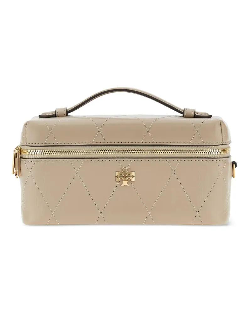 Tory Burch Charlie quilted leather beauty case - Nude Nude