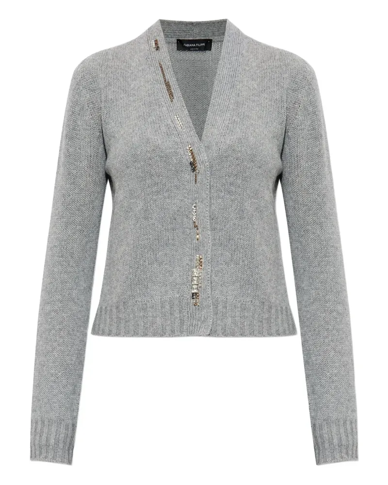 Fabiana Filippi Cardigan mit Kristallverzierung - Grau Grau