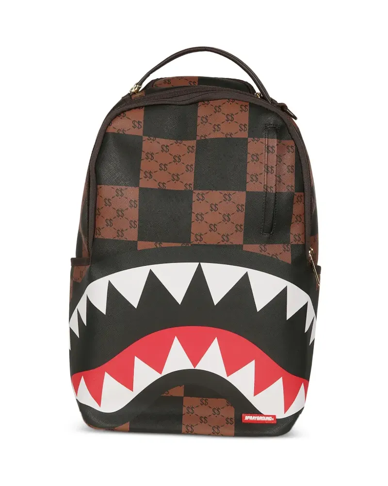 Sprayground Enlarged Check shark-print backpack - Braun Braun