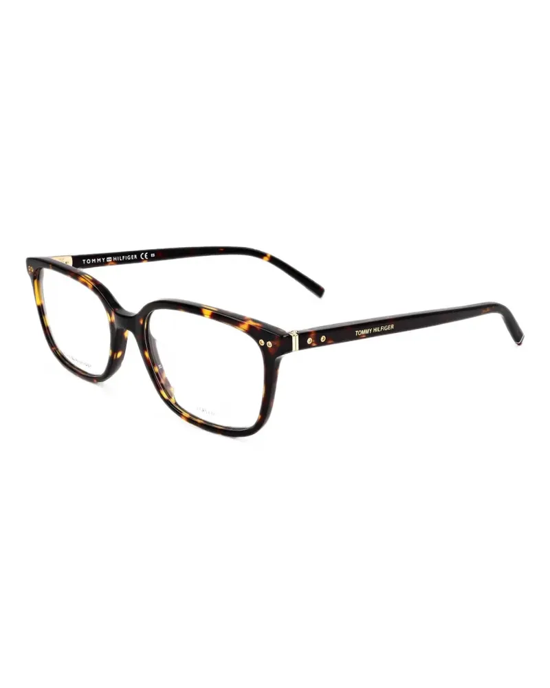 Tommy Hilfiger tortoiseshell-effect rectangle-frame glasses - Braun Braun