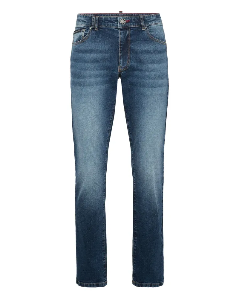 Philipp Plein Jeans mit besticktem Patch - Blau Blau