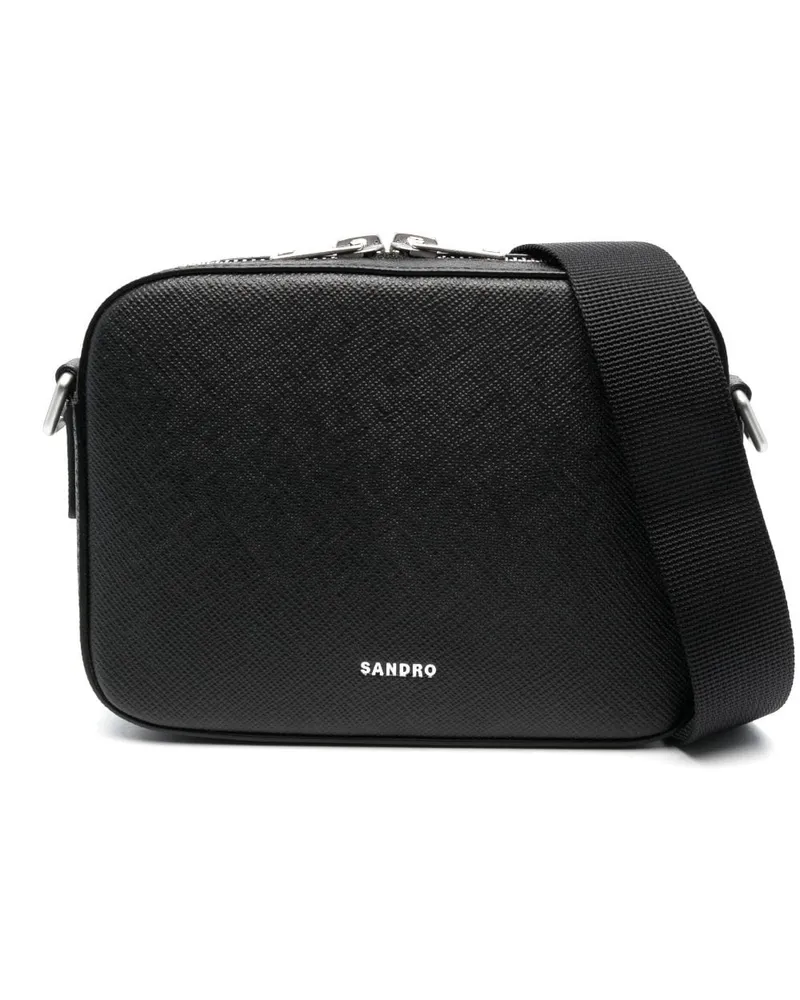 Sandro Mini Kuriertasche mit Logo-Print - Schwarz Schwarz