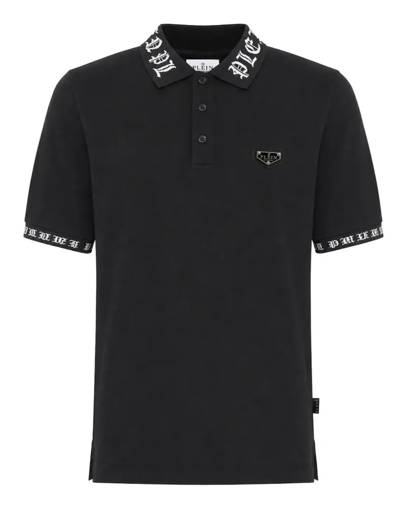 Philipp Plein Poloshirt im Gothic-Look - Schwarz Schwarz
