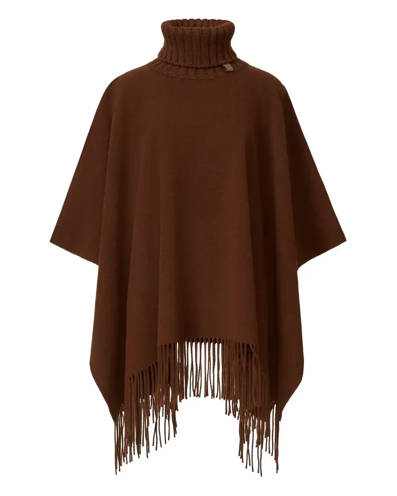 Fabiana Filippi Rollkragen-Poncho mit Fransen - Braun Braun