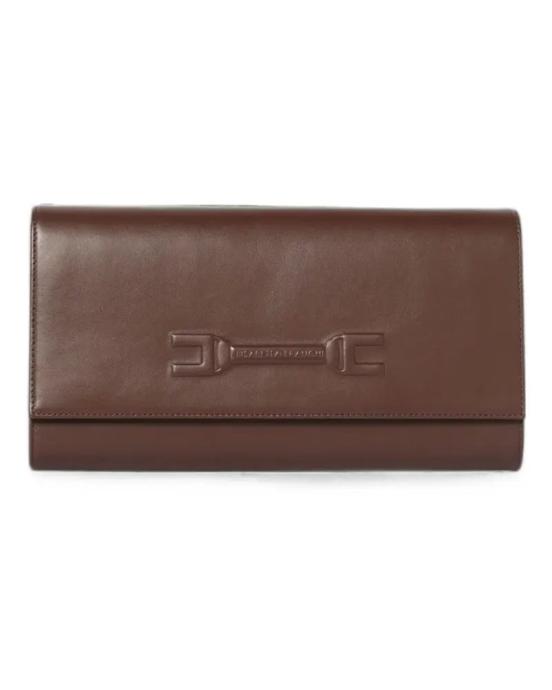 Elisabetta Franchi leather clutch bag - Braun Braun