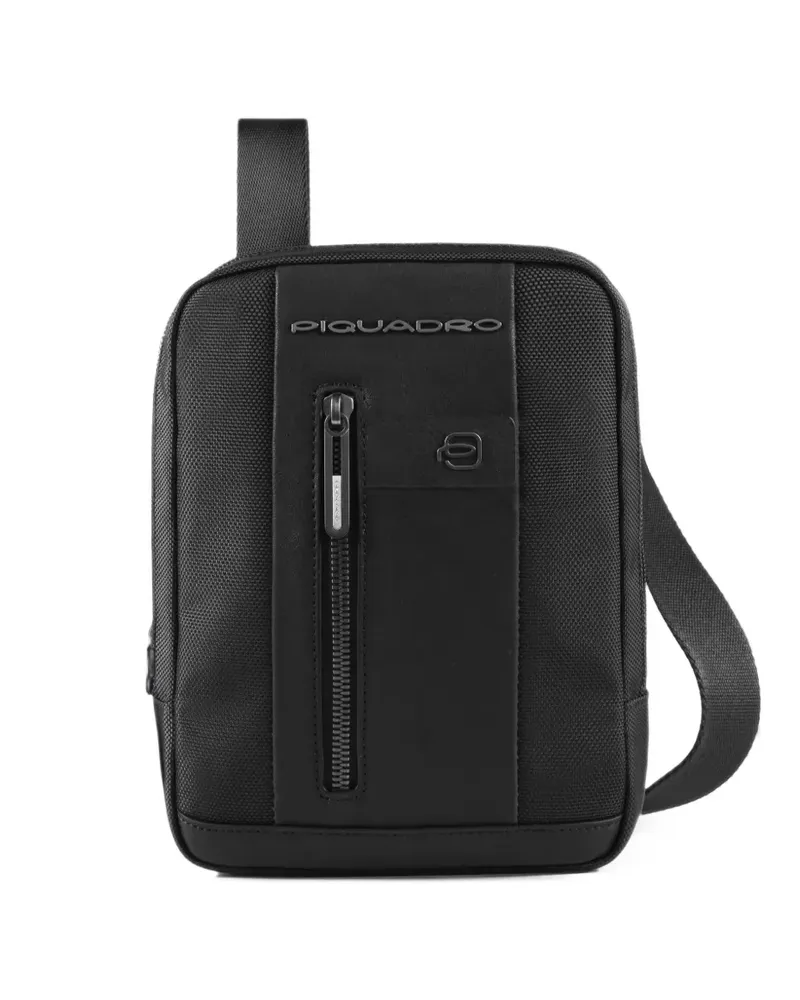 Piquadro logo-plaque panelled messenger bag - Schwarz Schwarz