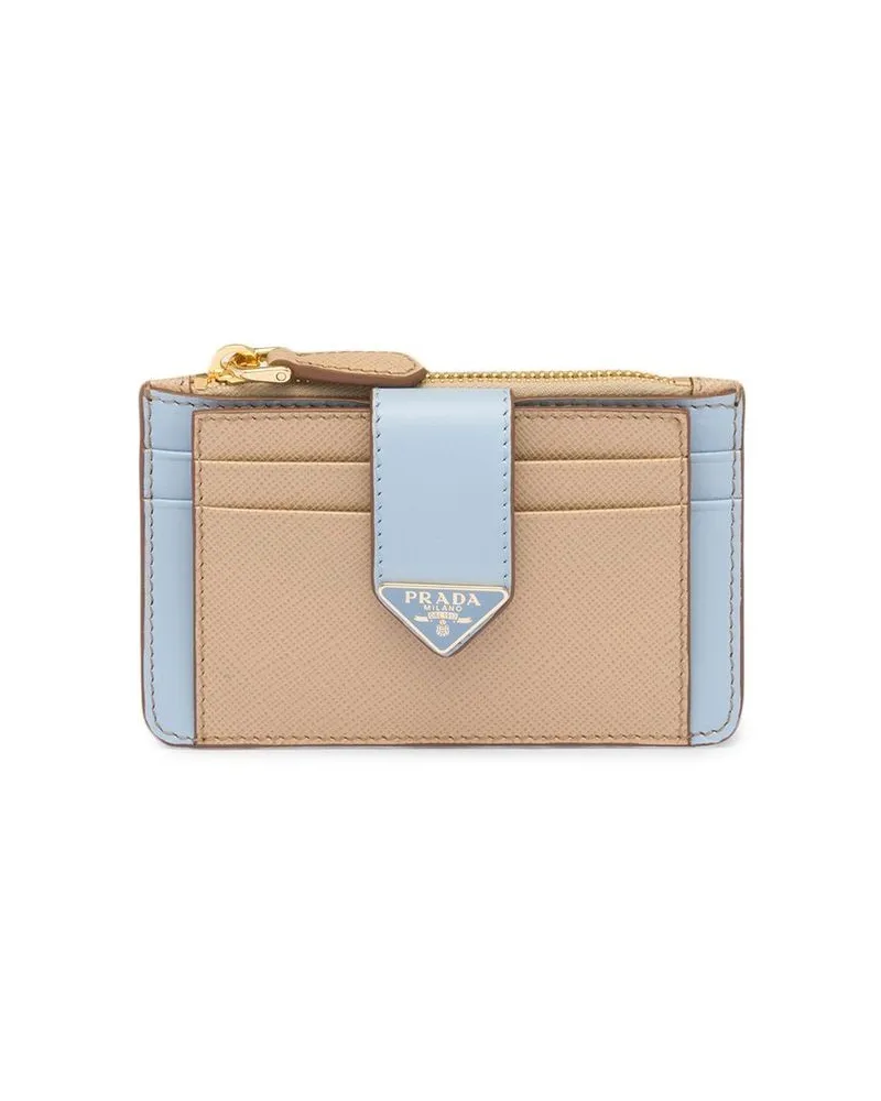 Prada Kartenetui mit dreieckigem Logo - Nude Nude