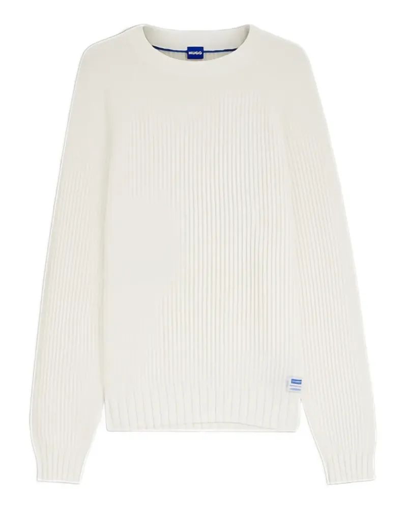 HUGO BOSS Gerippter Pullover - Weiß Weiß
