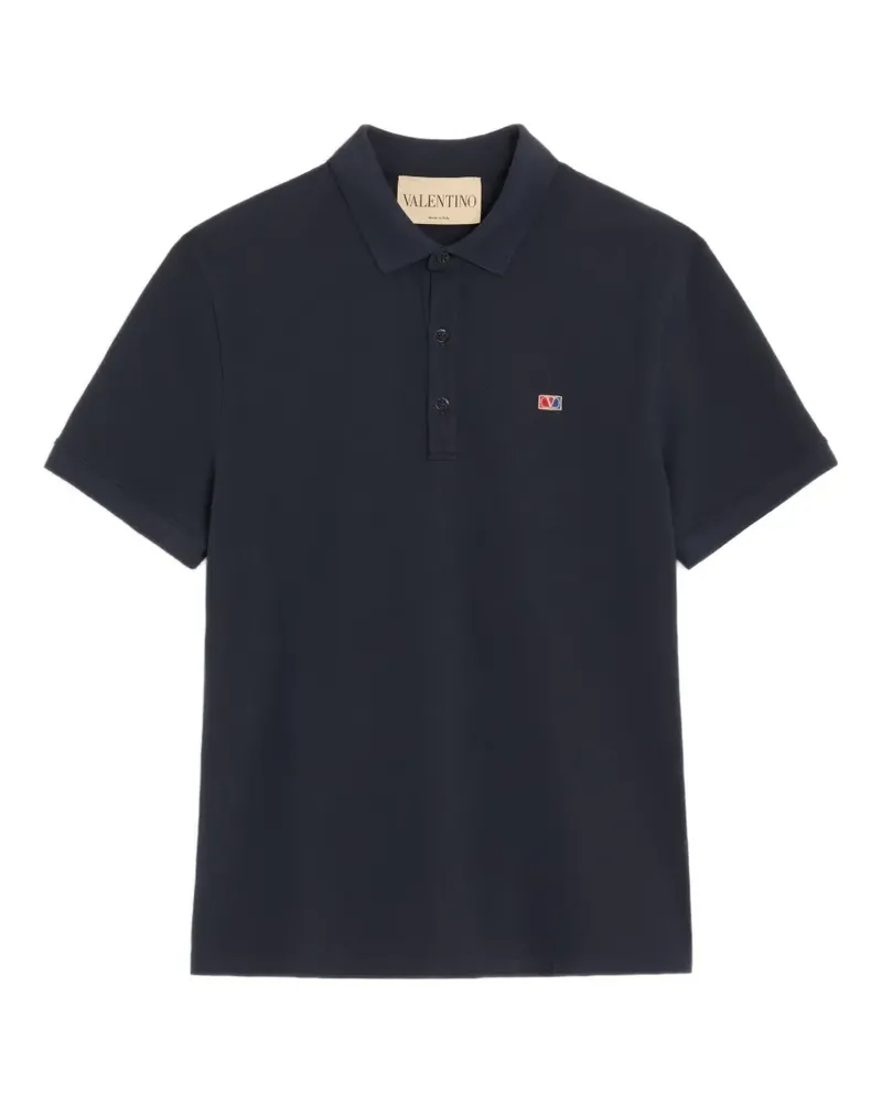 Valentino Garavani Poloshirt aus Baumwollpiqué mit VLogo Signature-Patch - Blau Blau