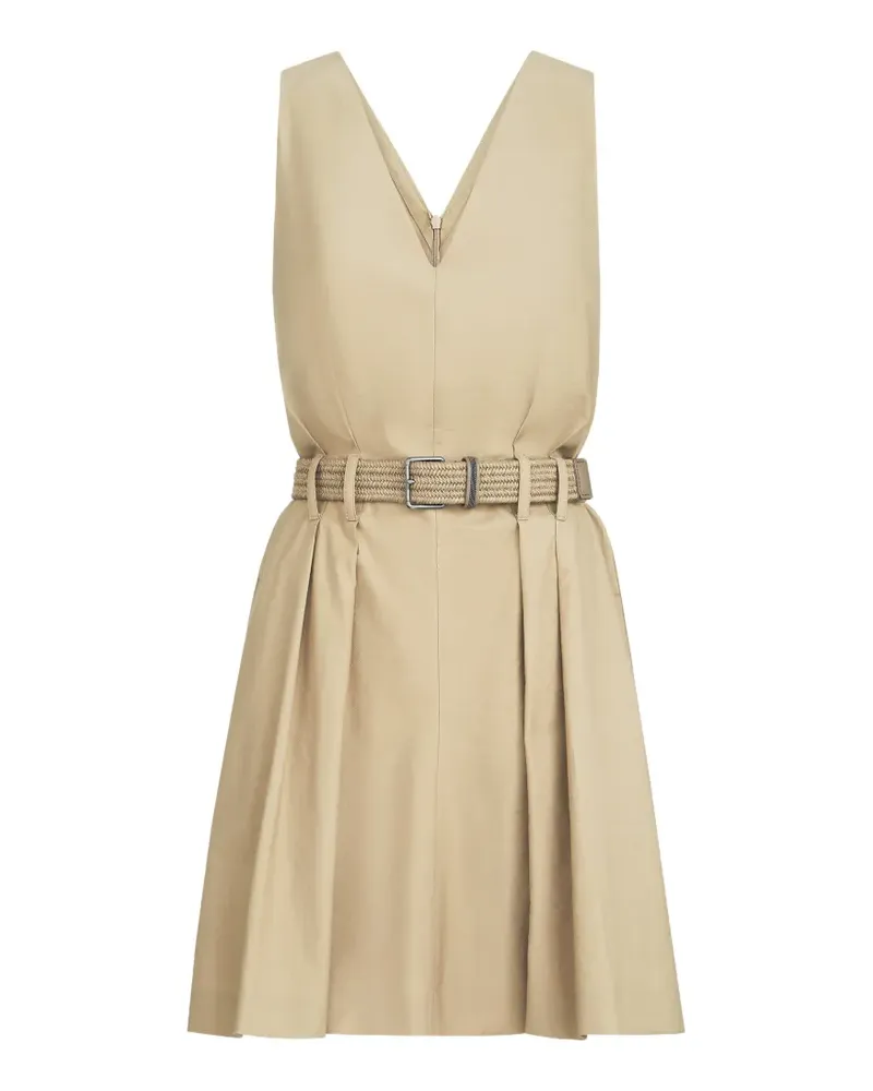 Brunello Cucinelli belted V-neck mini dress - Nude Nude