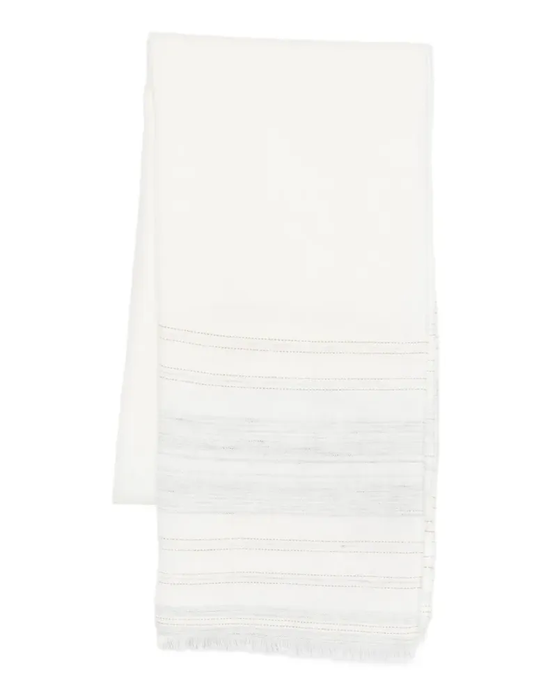 Eleventy Gestreifter Schal mit Fransen - Weiß Weiß