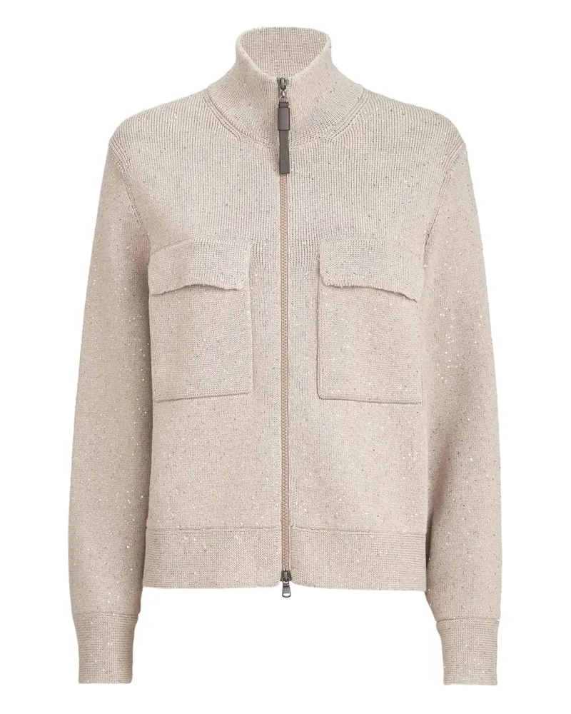 Brunello Cucinelli sequin-embellished cardigan - Nude Nude