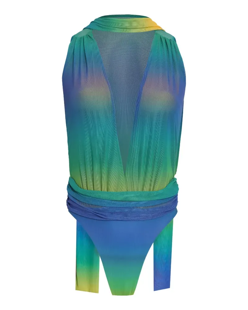 Amir Slama x Tati Barbieri Badeanzug mit Mesh-Einsätzen - Blau Blau