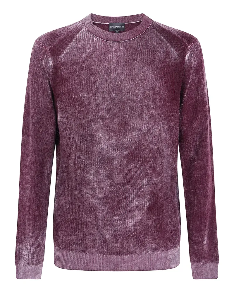 Emporio Armani ribbed virgin wool sweater with mélange print - Rot Rot