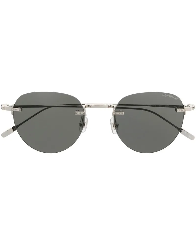 Montblanc Sonnenbrille mit rundem Gestell - Silber Silber