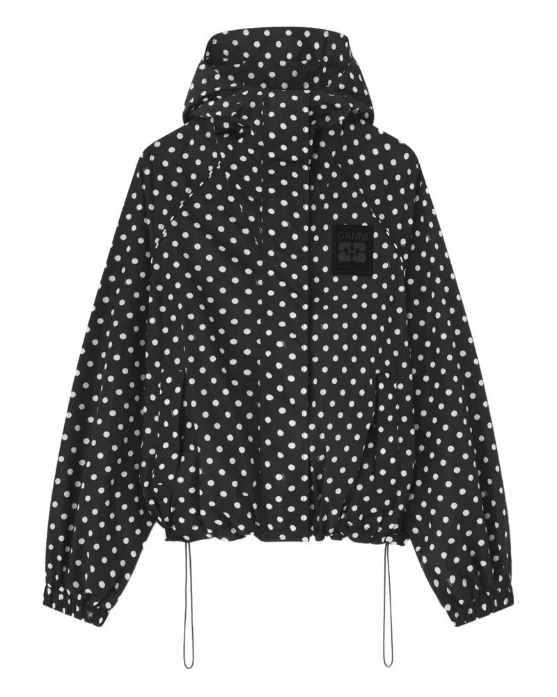 Ganni Kapuzenjacke mit Polka Dots - Schwarz Schwarz