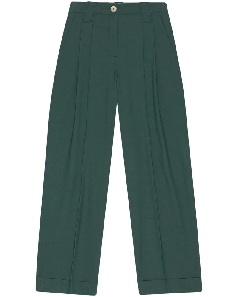 Ganni Hose mit Faltendetail - Grün Grün
