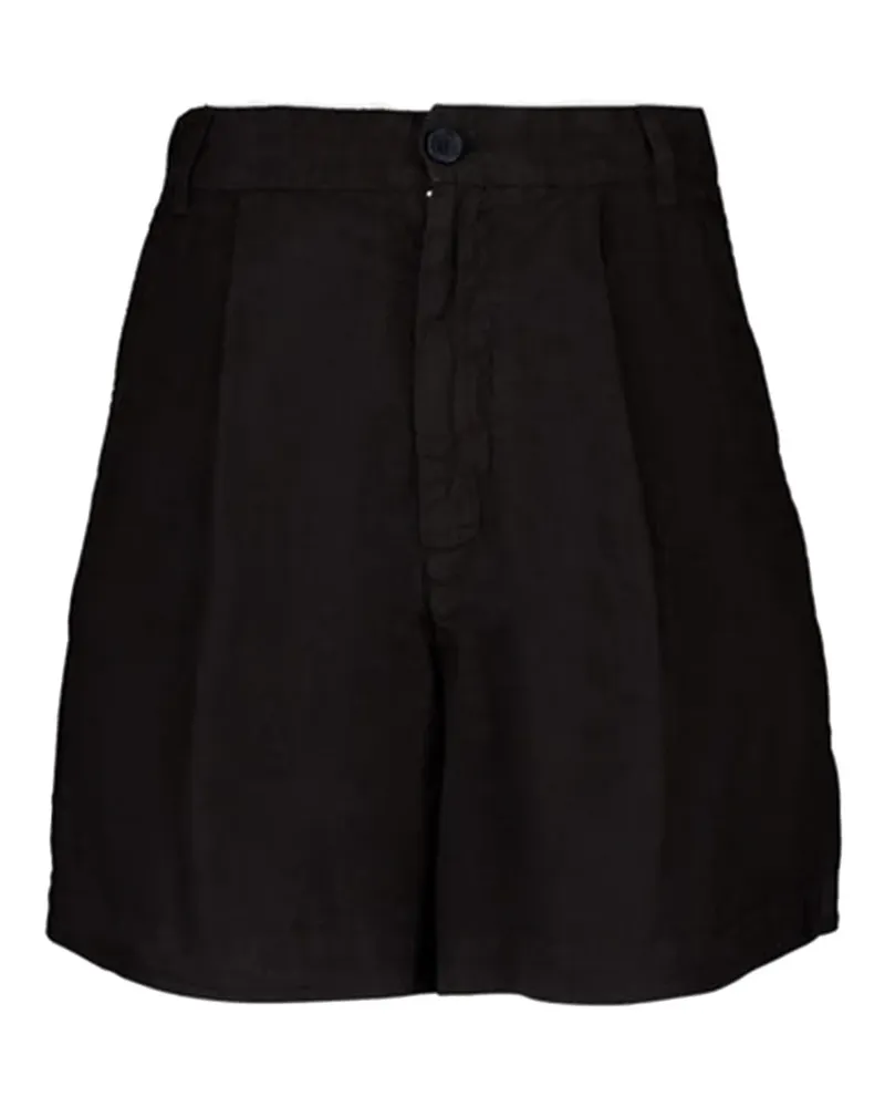 120% Lino Shorts mit Falten - Schwarz Schwarz