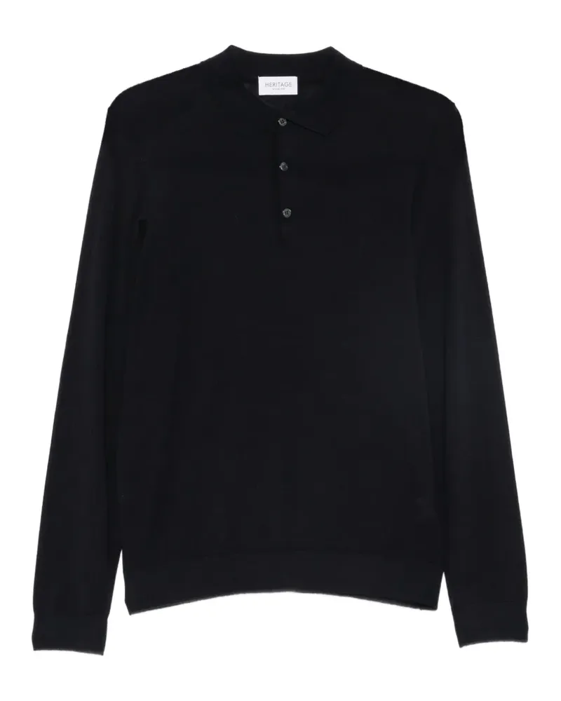 Heritage Pullover mit Poloshirtkragen - Blau Blau