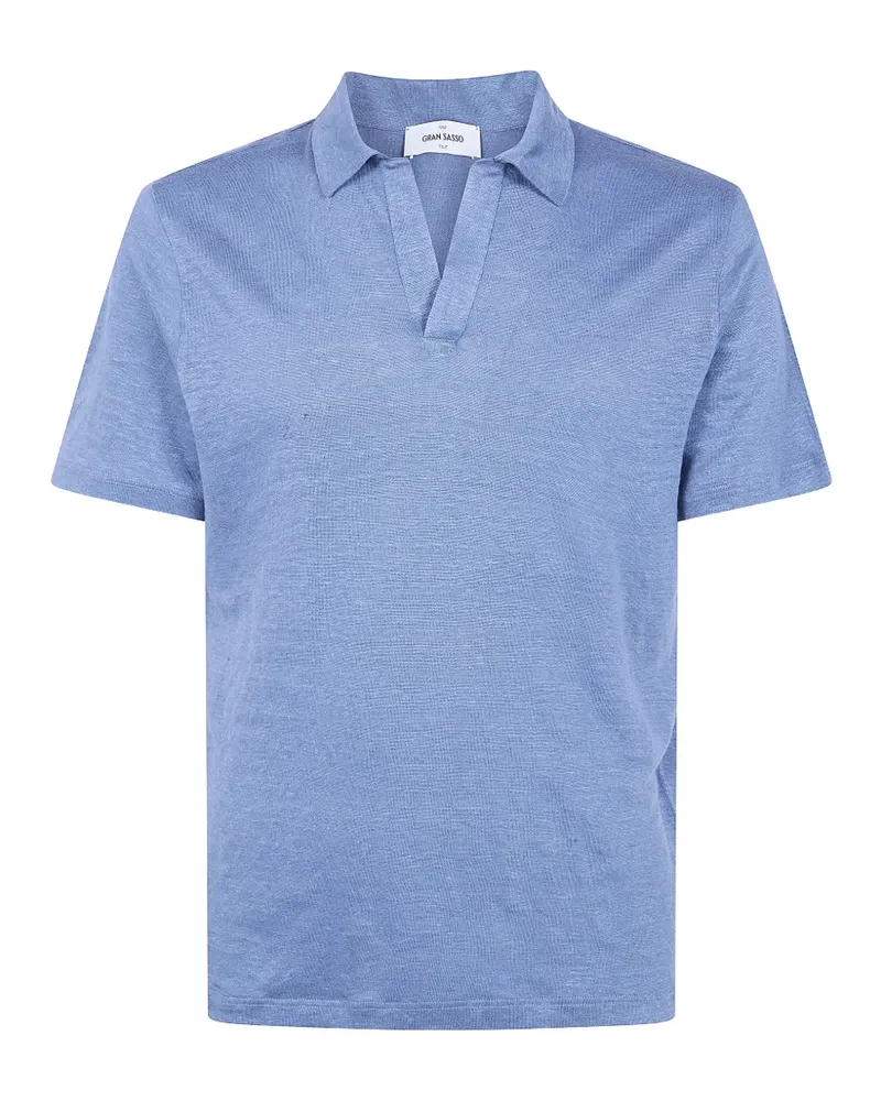 Gran Sasso slub-texture V-neck T-shirt - Blau Blau
