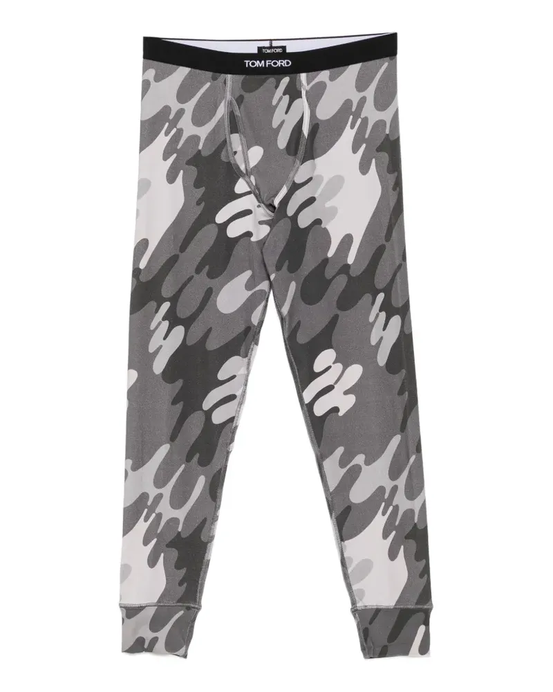 Tom Ford camouflage-print logo-waistband long johns - Grau Grau