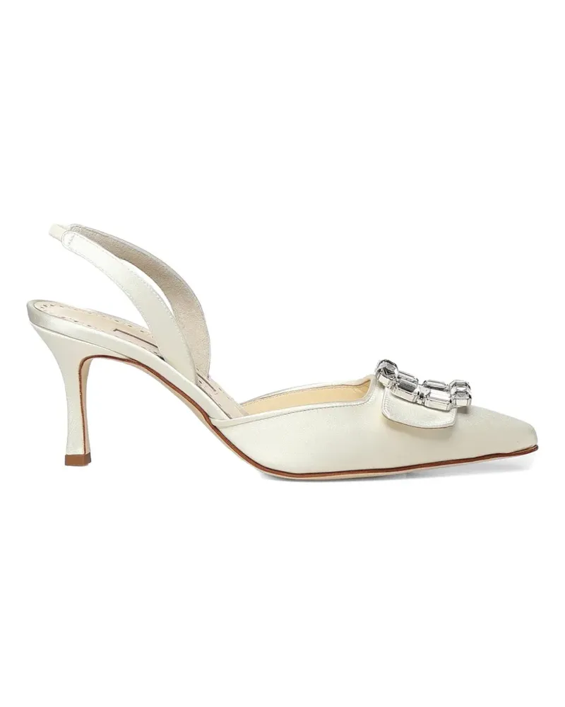Manolo Blahnik Mayjousli buckle-embellished slingback pumps - Nude Nude