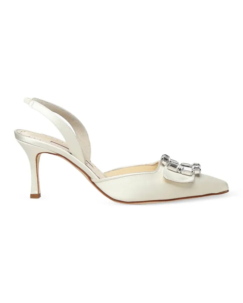 Manolo Blahnik Mayjousli buckle-embellished slingback pumps - Nude Nude