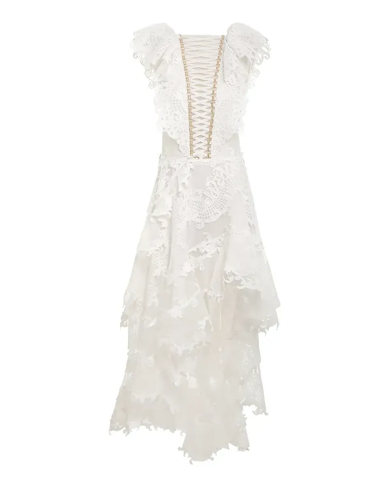 Zimmermann Gerüschtes Maxikleid aus Guipure-Spitze - Weiß Weiß
