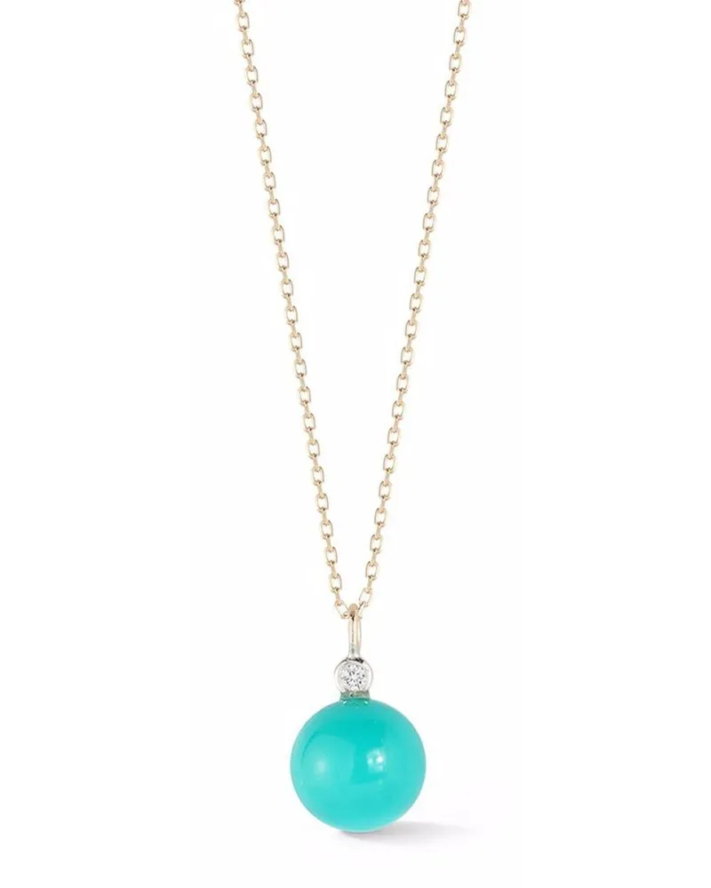 MATEO 14kt Dot Gelbgoldhalskette mit Türkis und Diamanten - Silber Silber