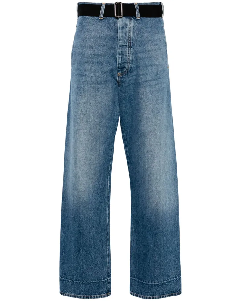 PLAN C Weite High-Rise-Jeans Blau