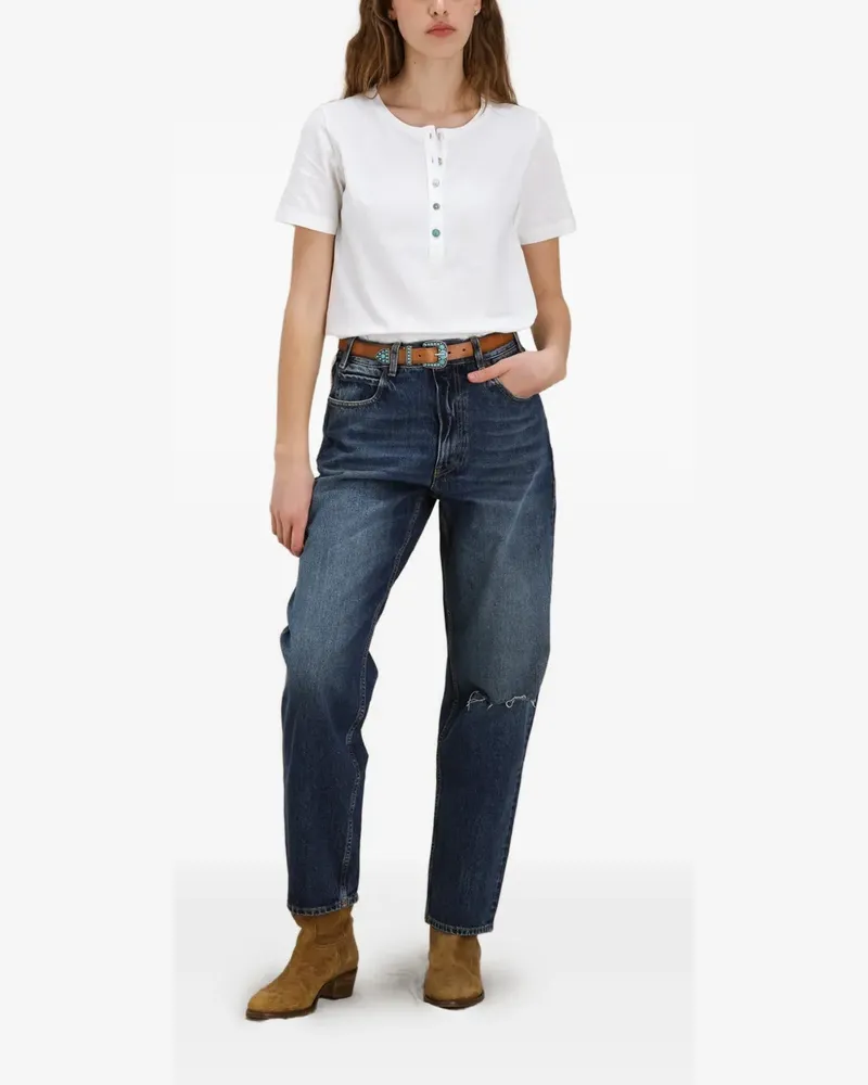 Fortela Coralie mother-of-pearl button T-shirt - Weiß Weiß