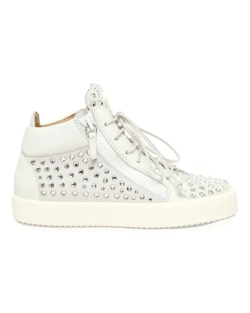 Giuseppe Zanotti Sneakers mit Kristallen und seitlichem Reißverschluss - Weiß Weiß