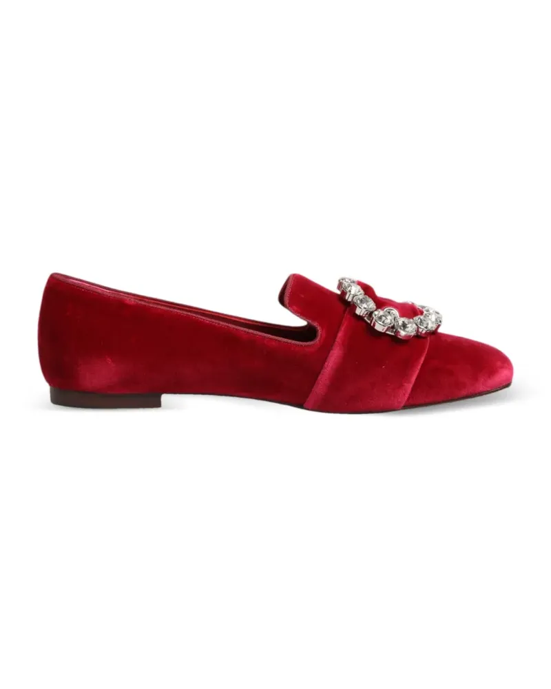 Dolce & Gabbana rhinestone-buckle velvet loafers - Rot Rot