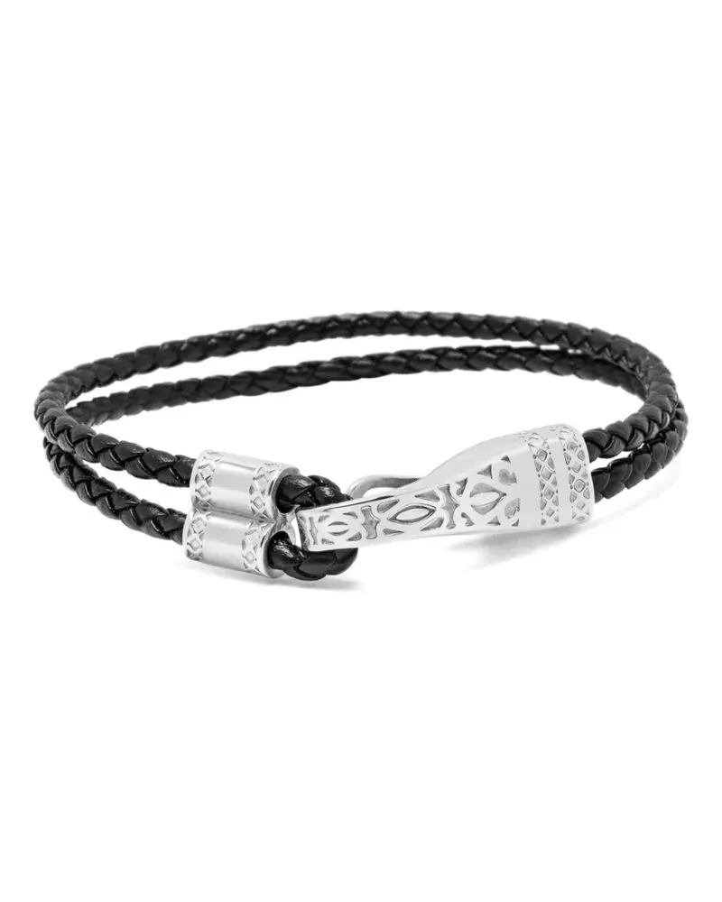 Nialaya clasp-detail leather bracelet - Schwarz Schwarz
