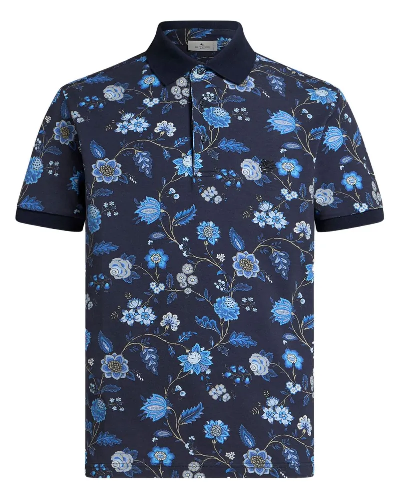 Etro Poloshirt mit Blumen-Print - Blau Blau