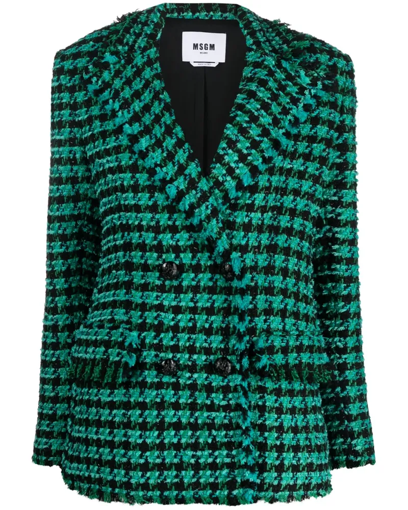 MSGM Tweed-Jacke mit Hahnentrittmuster - Grün Grün
