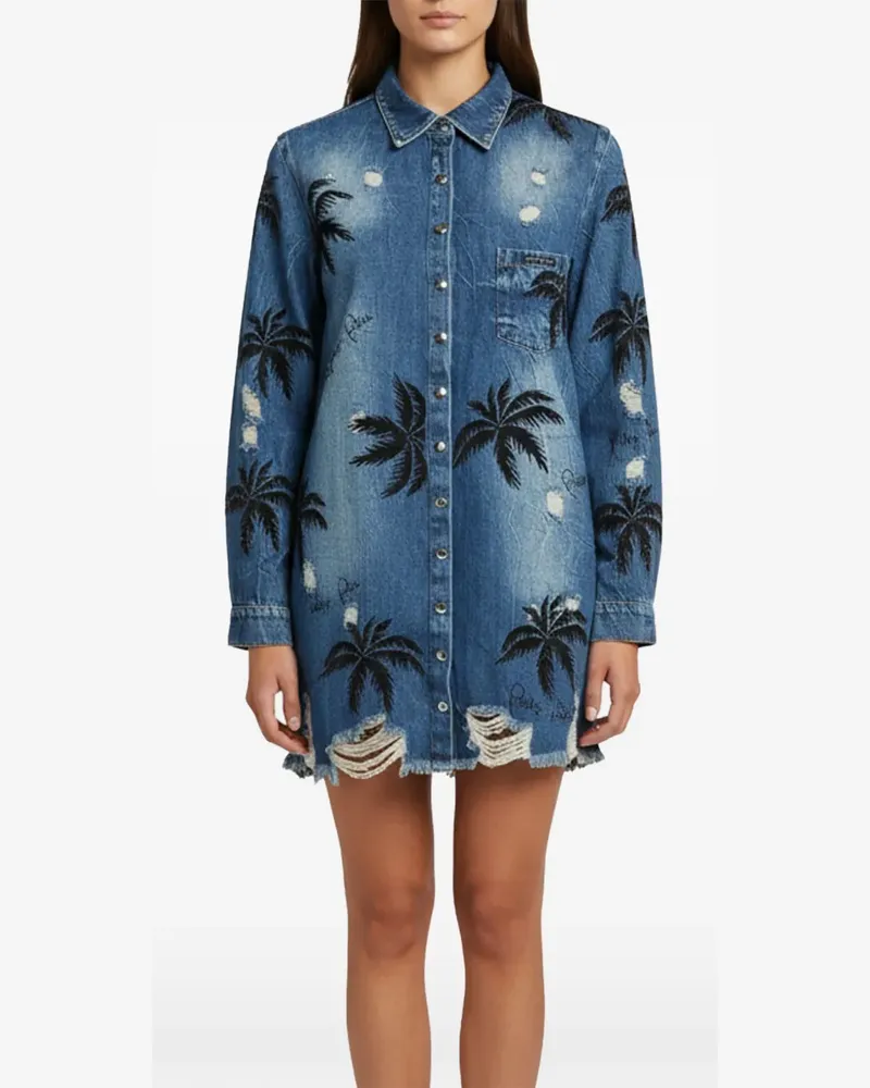 Philipp Plein Aloha Plein Jeansjacke im Distressed-Look - Blau Blau