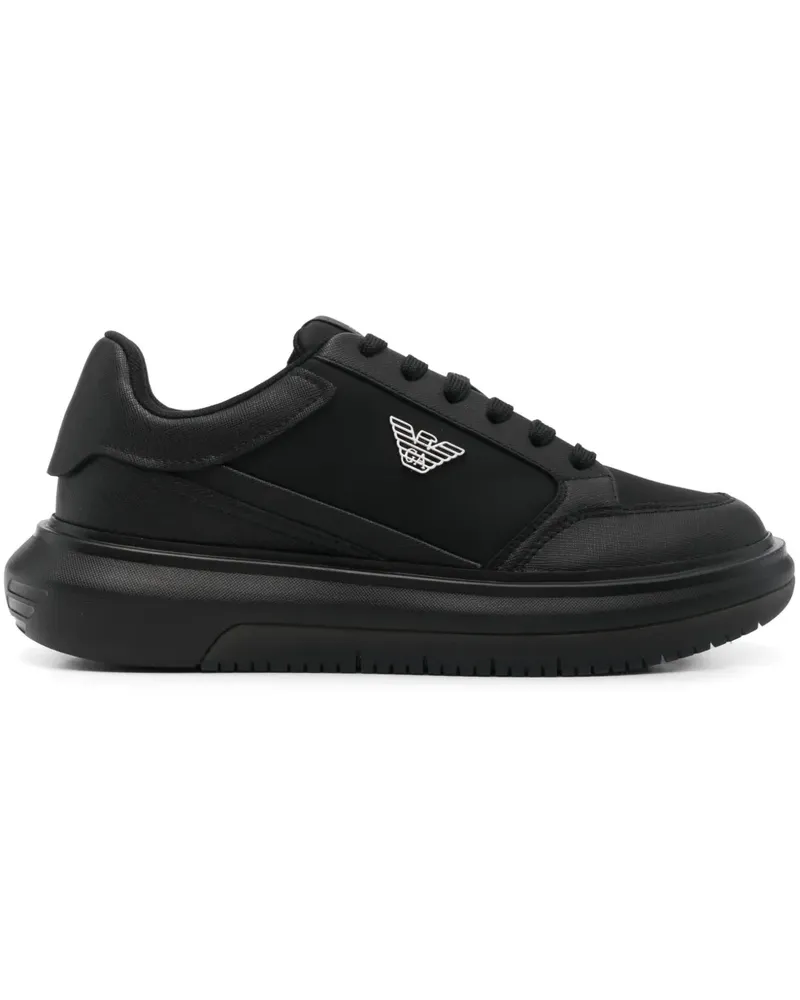 Emporio Armani Sneakers mit Einsätzen - Schwarz Schwarz
