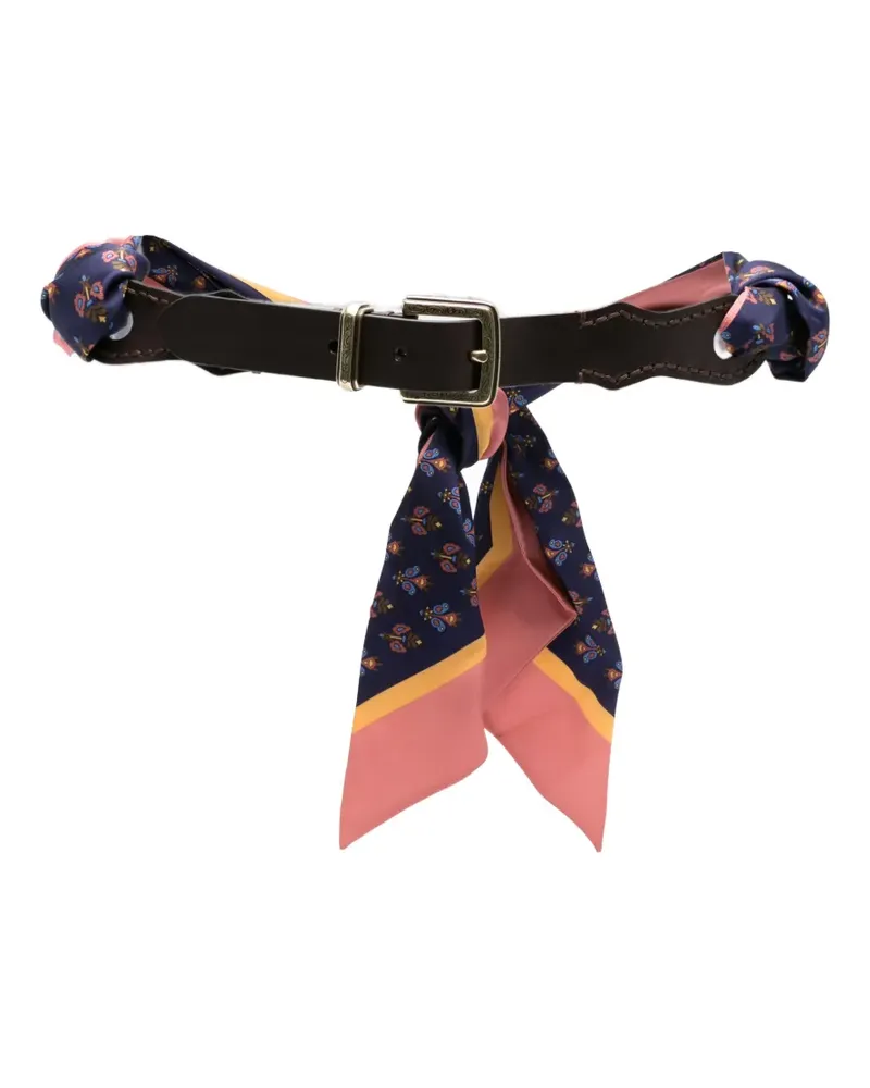 Etro paisley-print leather-panel belt - Blau Blau