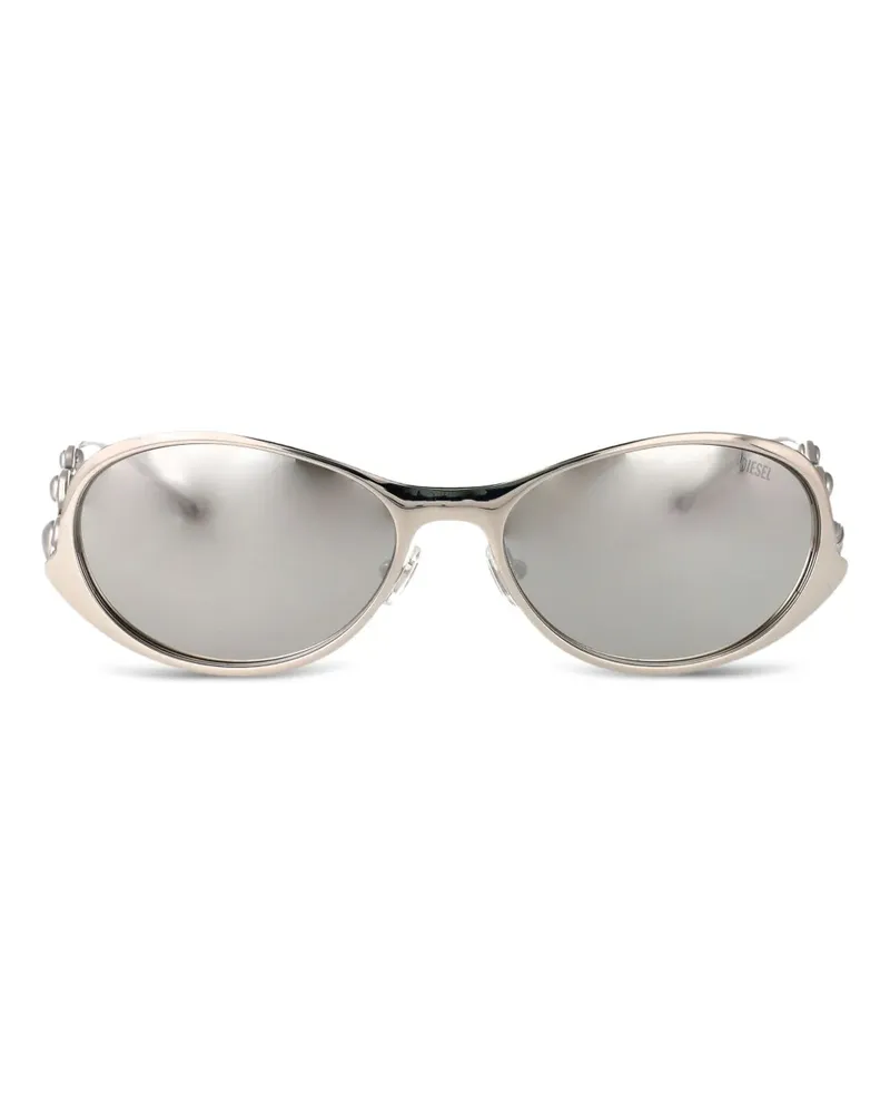 Diesel Verzierte Sonnenbrille mit ovalem Gestell - Gold Gold