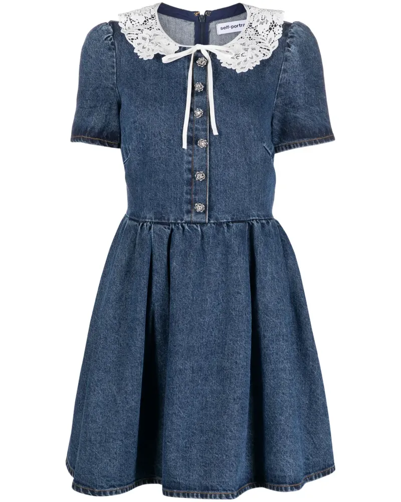 Self-Portrait Minikleid mit Print - Blau Blau