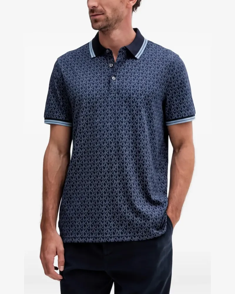 Michael Kors Poloshirt mit gemustertem Saum - Blau Blau