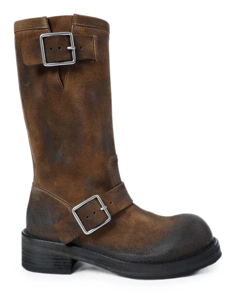 Ann Demeulemeester Sarith buckle-fastening suede biker boots - Braun Braun