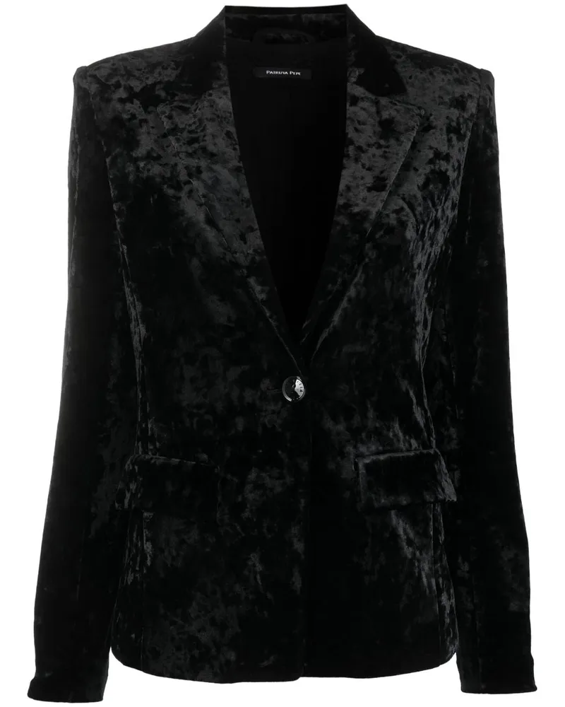 Patrizia Pepe Blazer aus Samt mit Knitteroptik Schwarz