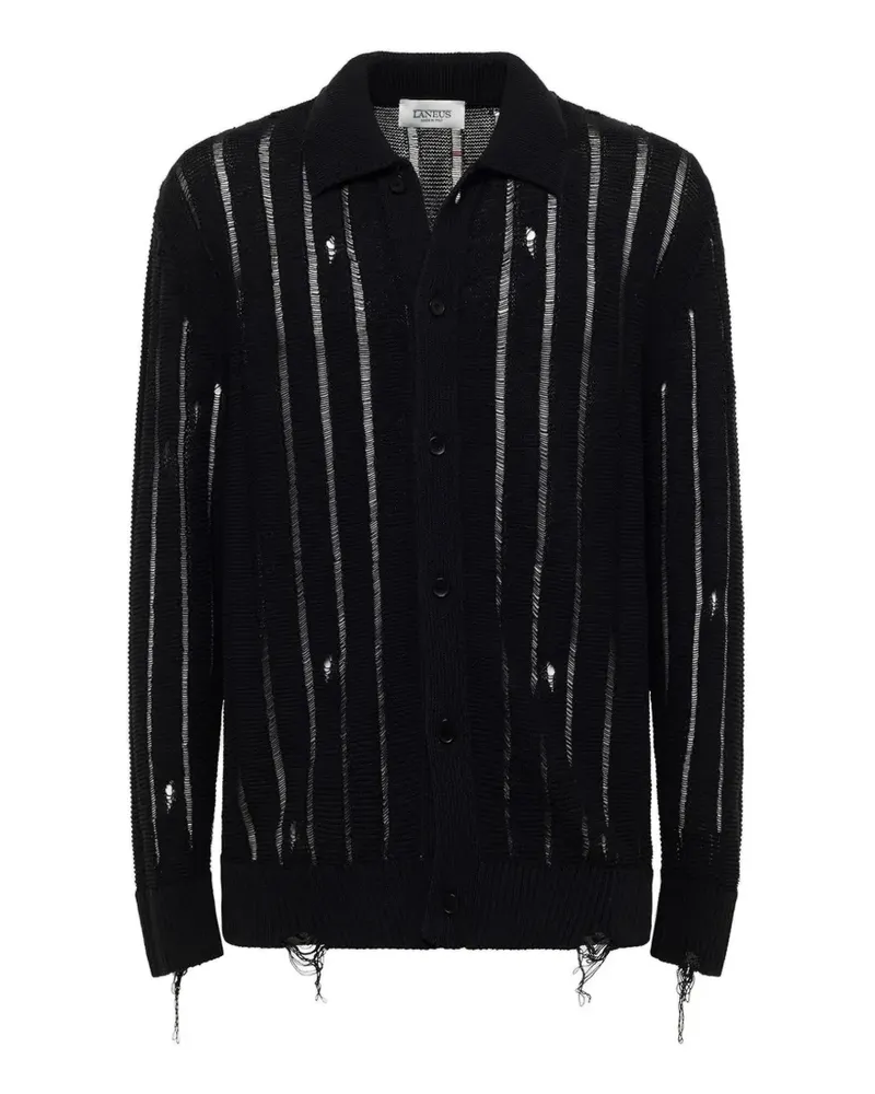 Laneus Cardigan mit Poloshirtkragen - Schwarz Schwarz
