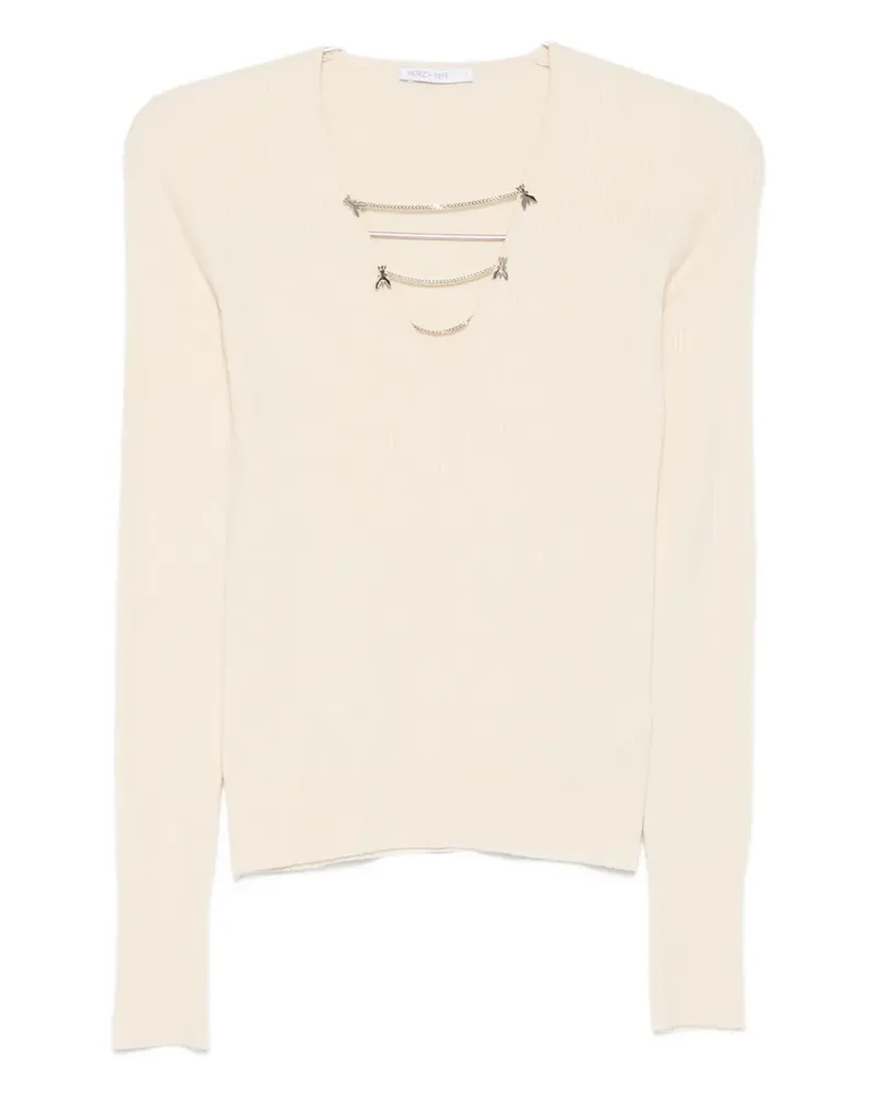 Patrizia Pepe chain-embellished sweater - Nude Nude