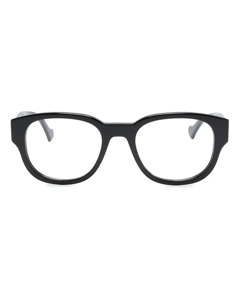Gucci Runde Brille mit Logo-Gravur - Schwarz Schwarz