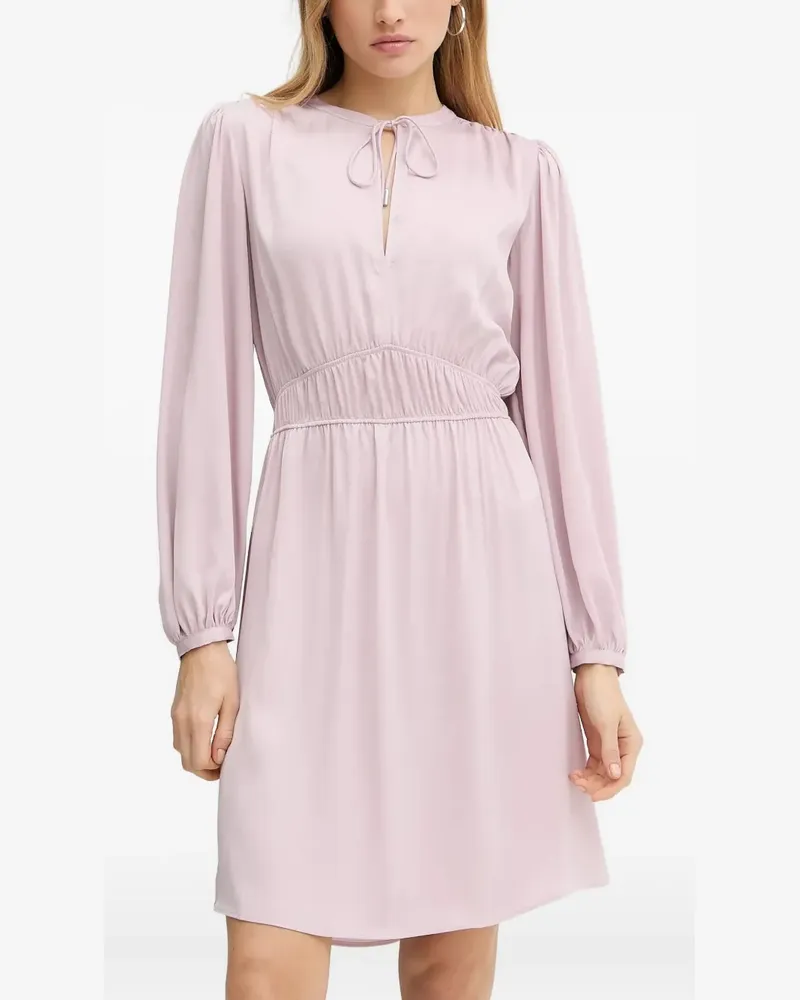 HUGO BOSS Gesmoktes Midikleid mit Schleifenkragen - Rosa Rosa