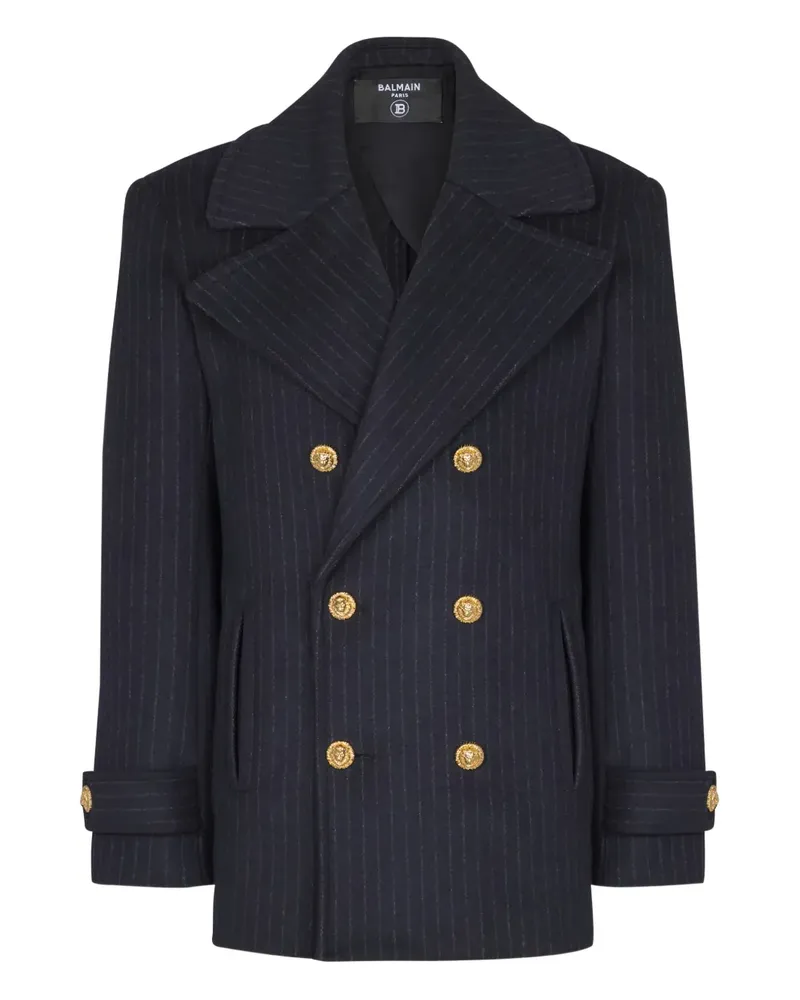 Balmain Doppelreihiges Sakko mit Nadelstreifen - Blau Blau
