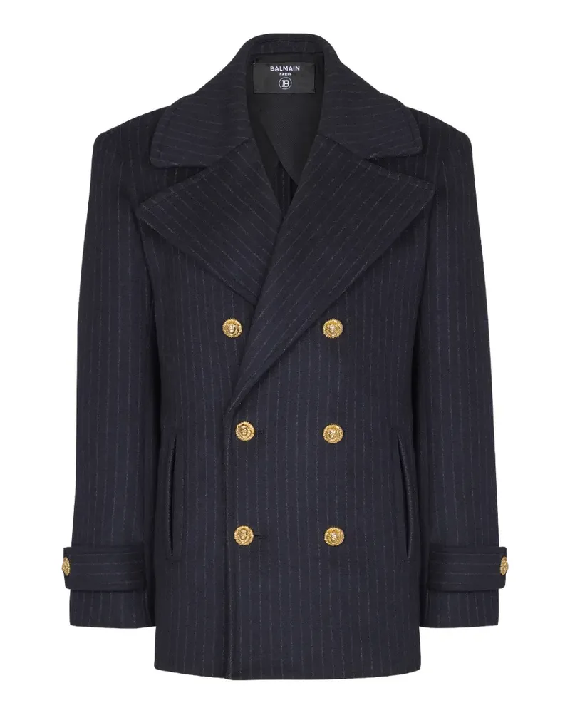 Balmain Doppelreihiges Sakko mit Nadelstreifen - Blau Blau